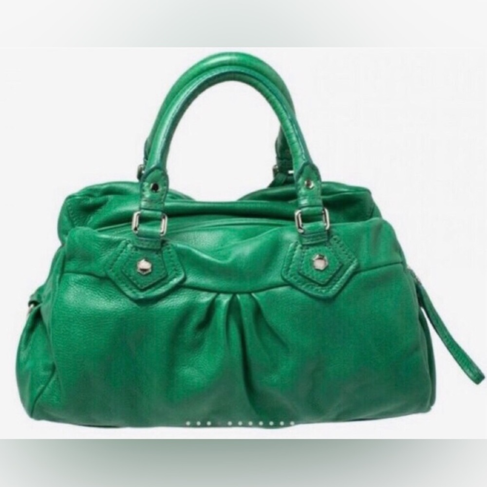Marc Jacobs Classic Q Groove Satchel Green Leather Handbag